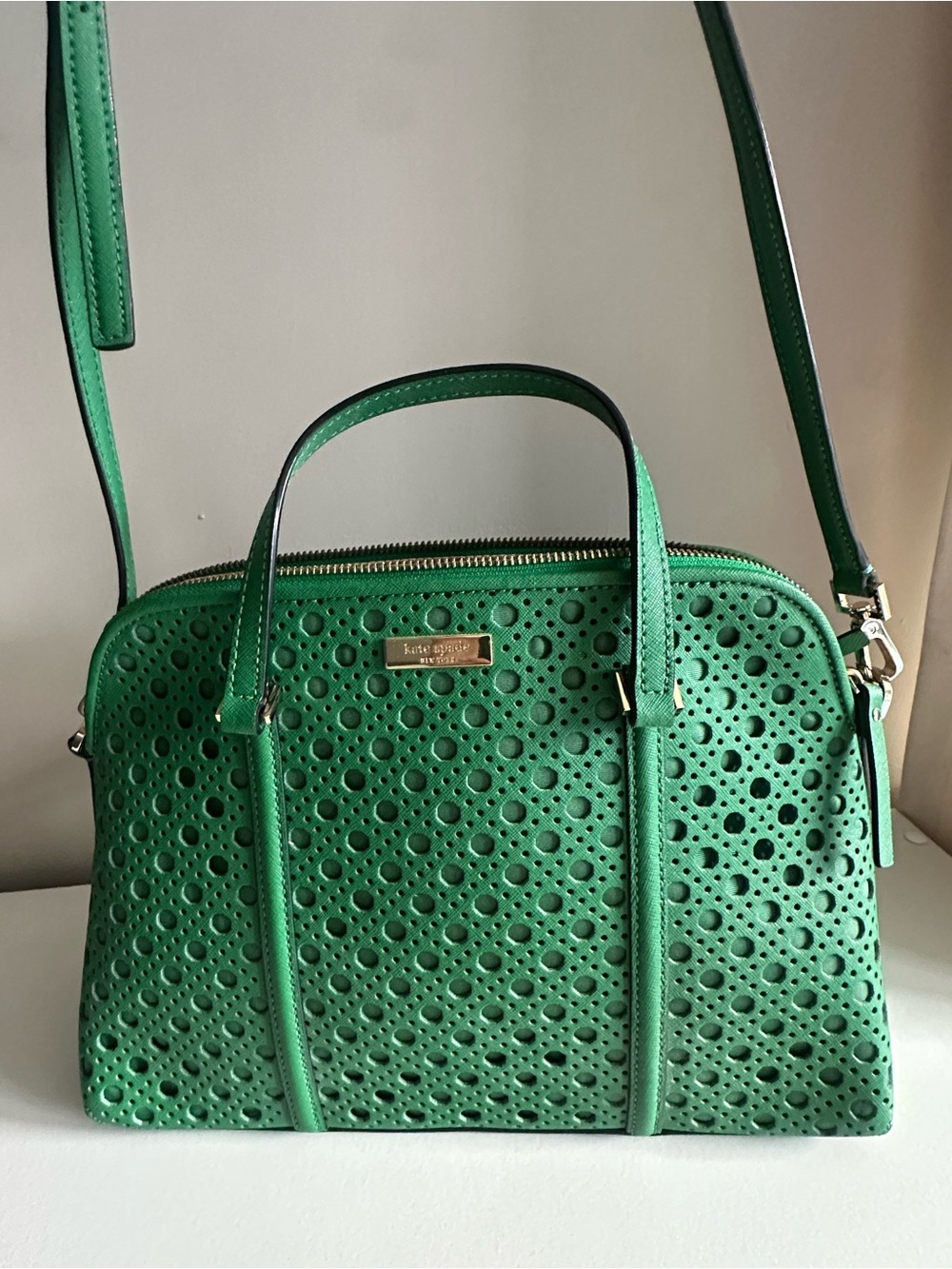 kate spade Green Perforated Leather Dome Satchel